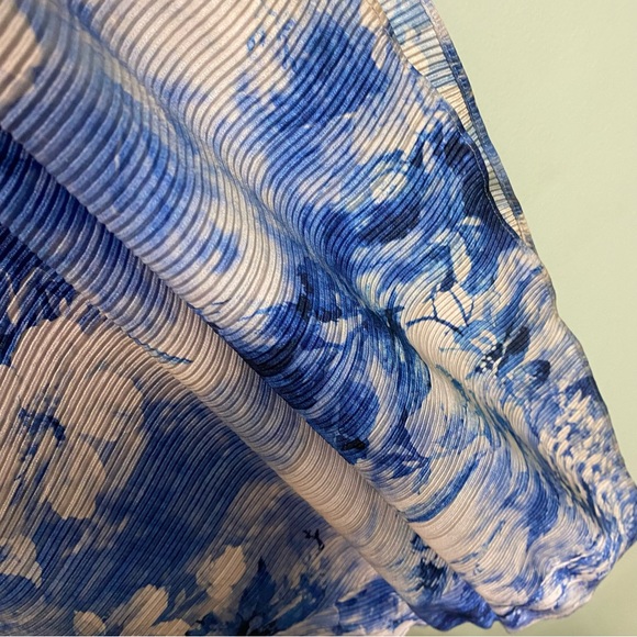 Dress The Population Violetta Maxi Dress Ruched‎ Blue White Large - Picture 12 of 12